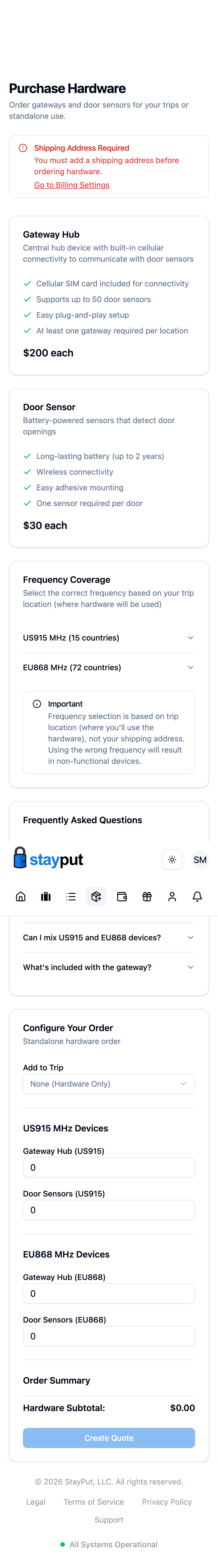 The Configure Your Order form with quantity fields and order summary (mobile)